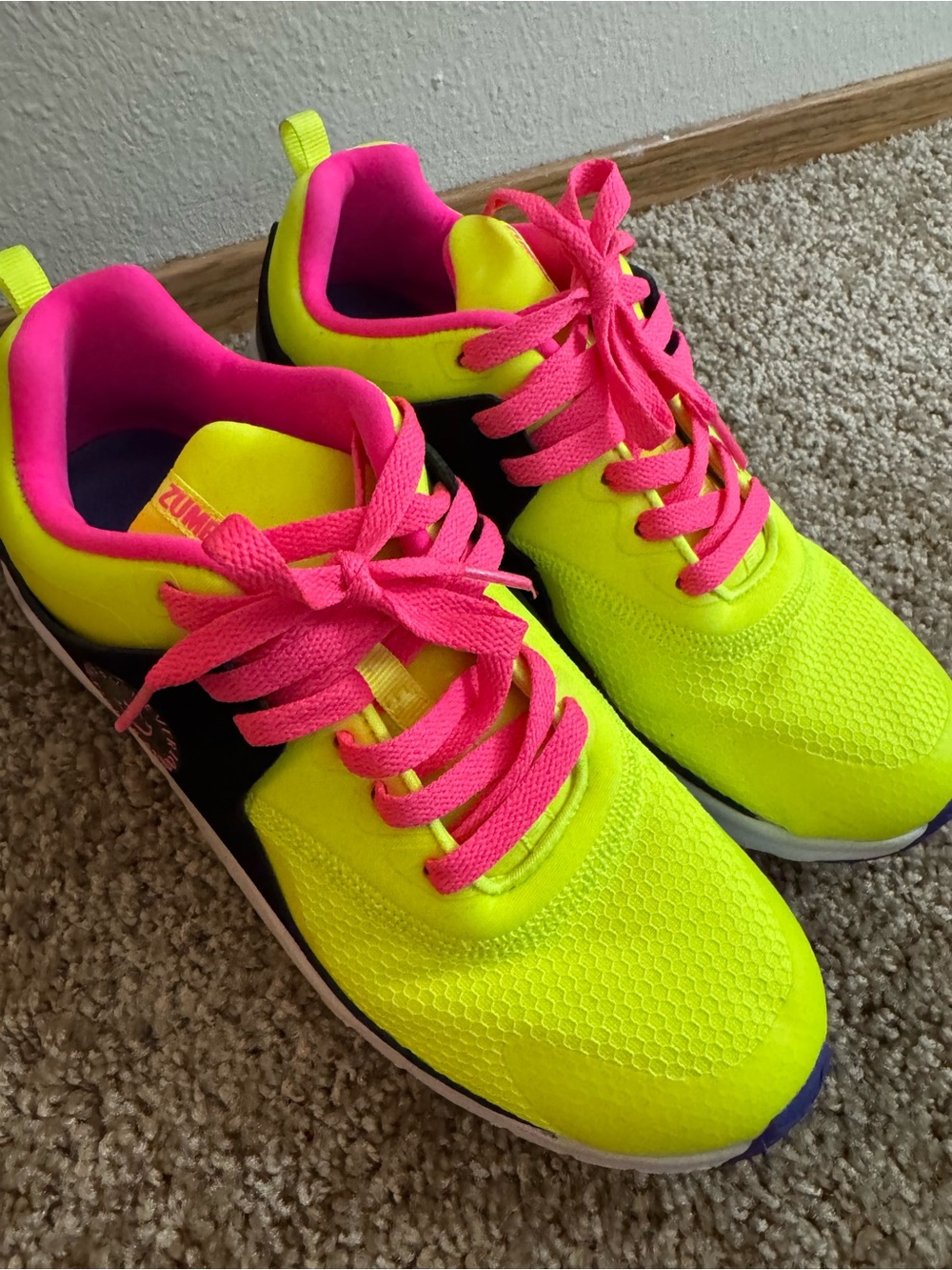 Zumba Fitness Neon Yellow and Hot Pink Women's Athletic Shoes - Picture 3 of 3